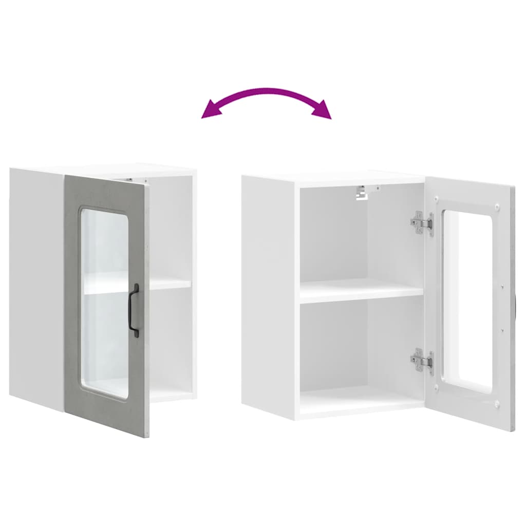 Küchen-Hängeschrank mit Glastür Kalmar Betongrau Holzwerkstoff