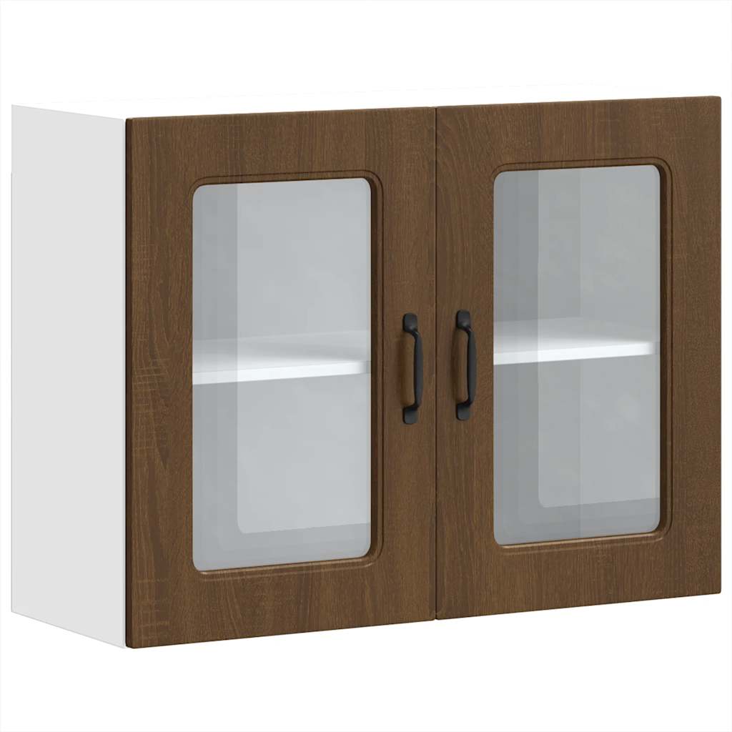 Küchen-Hängeschrank mit Glastür Kalmar Braun Eichen-Optik