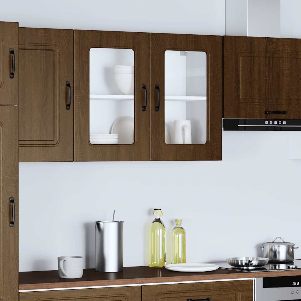 Küchen-Hängeschrank mit Glastür Kalmar Braun Eichen-Optik