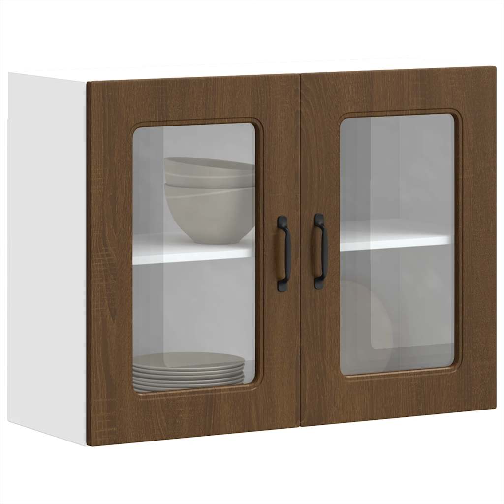 Küchen-Hängeschrank mit Glastür Kalmar Braun Eichen-Optik