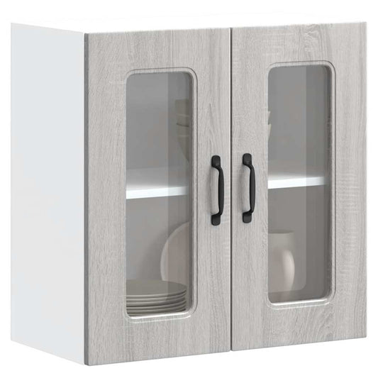 Küchen-Hängeschrank mit Glastür Kalmar Grau Sonoma Holzwerkstoff
