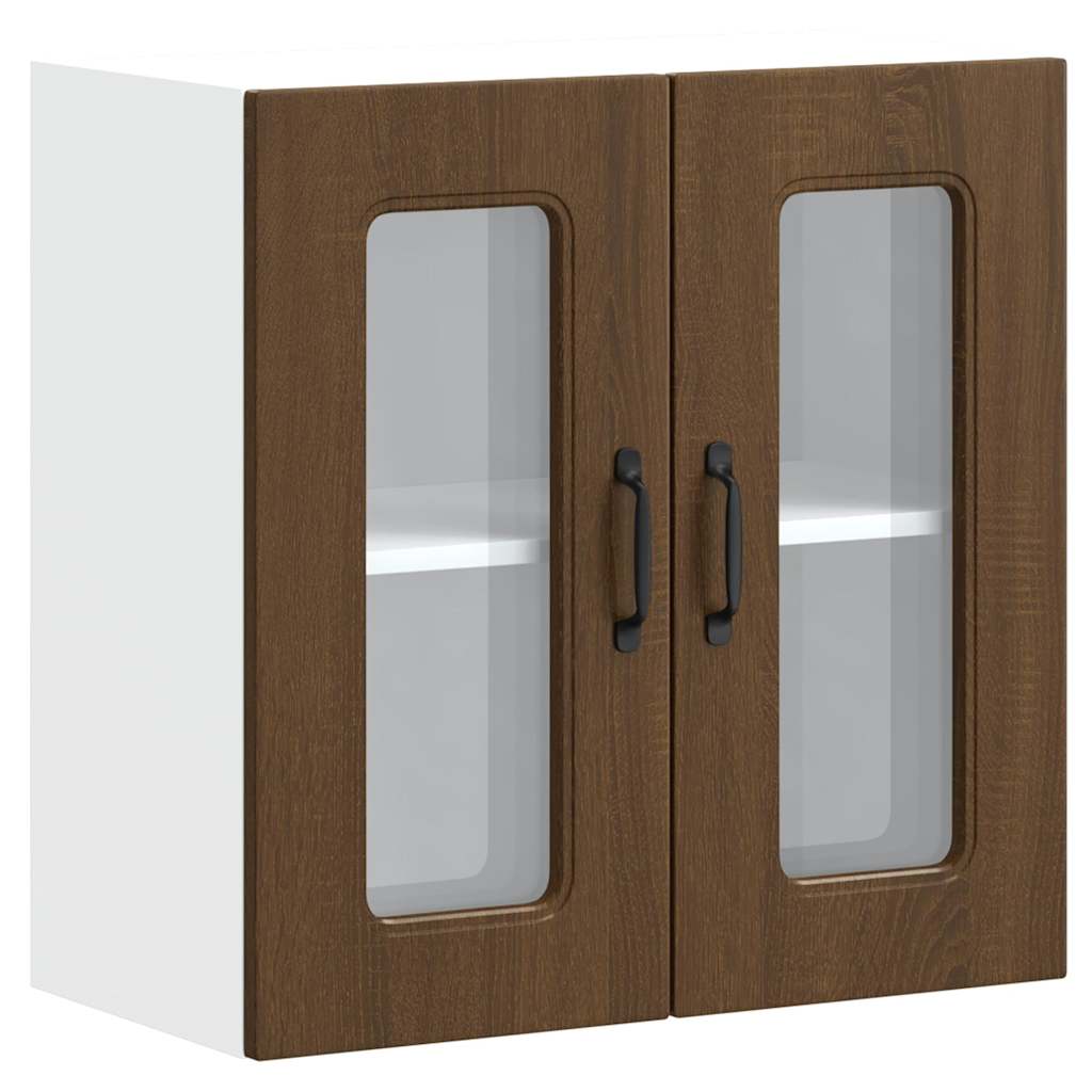 Küchen-Hängeschrank mit Glastür Kalmar Braun Eichen-Optik