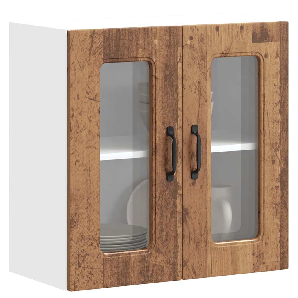 Küchen-Hängeschrank mit Glastür Kalmar Altholz-Optik Holzwerkstoff