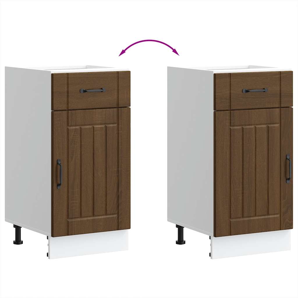 Küchen-Unterschrank Lucca Braun Eichen-Optik Holzwerkstoff