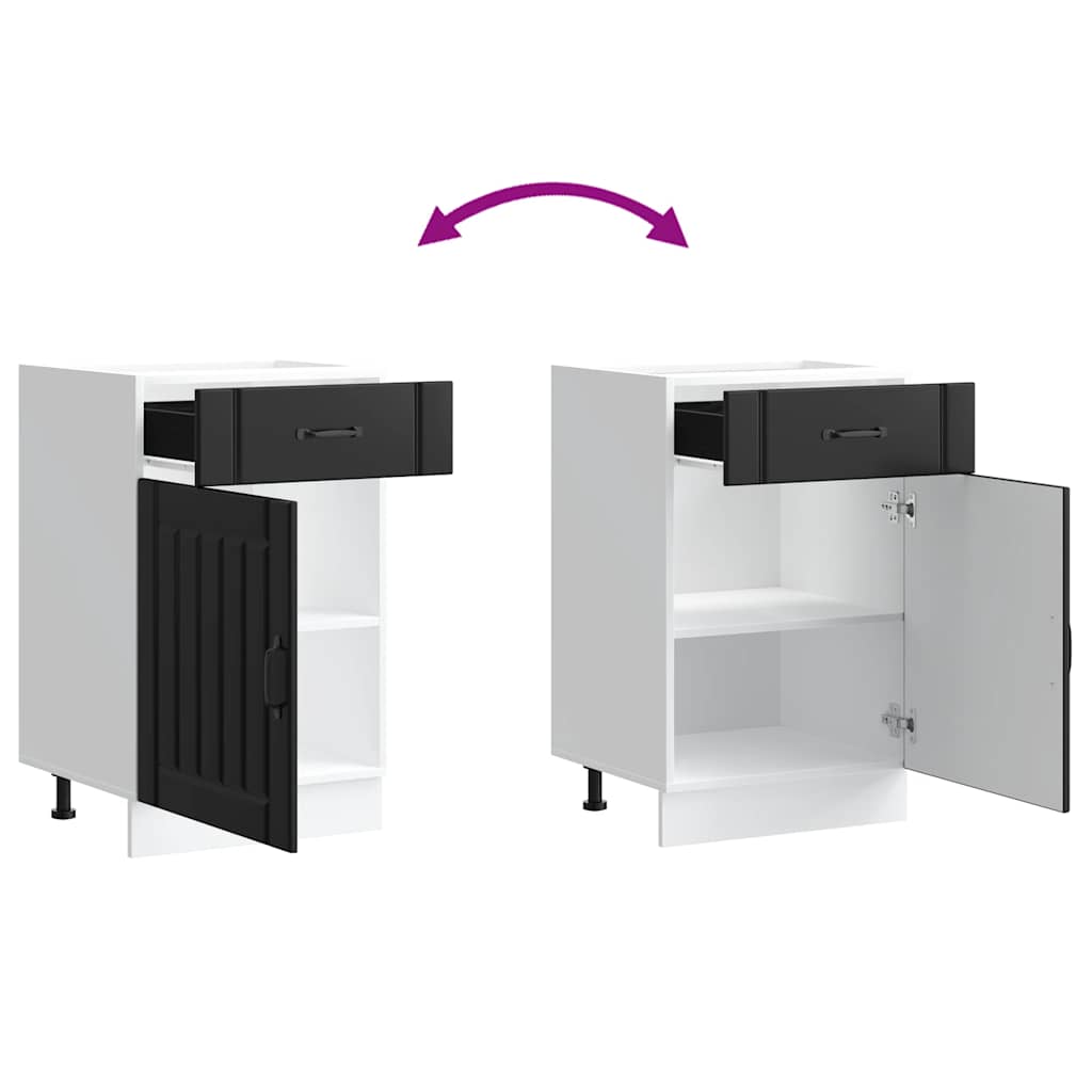 Küchen-Unterschrank Lucca Schwarz Holzwerkstoff
