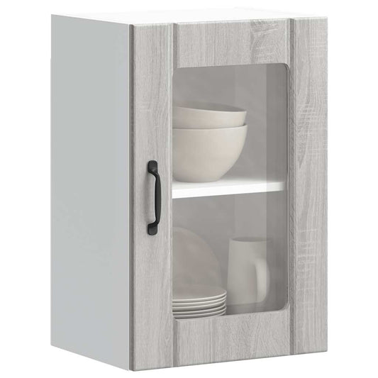 Küchen-Hängeschrank mit Glastür Lucca Grau Sonoma