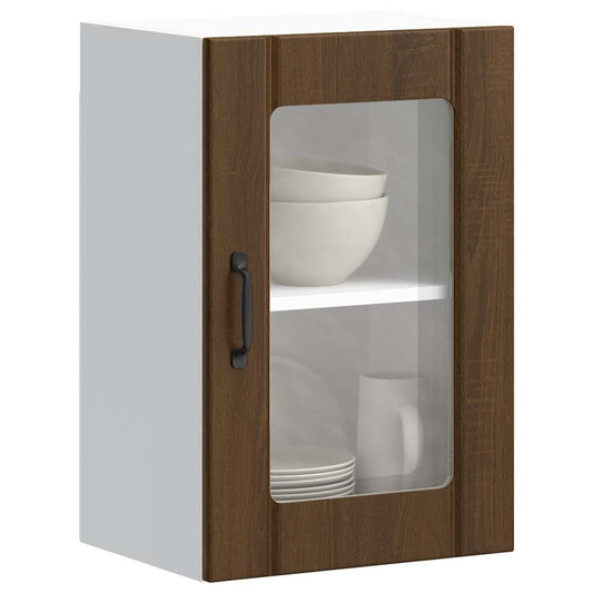 Küchen-Hängeschrank mit Glastür Lucca Braun Eichen-Optik