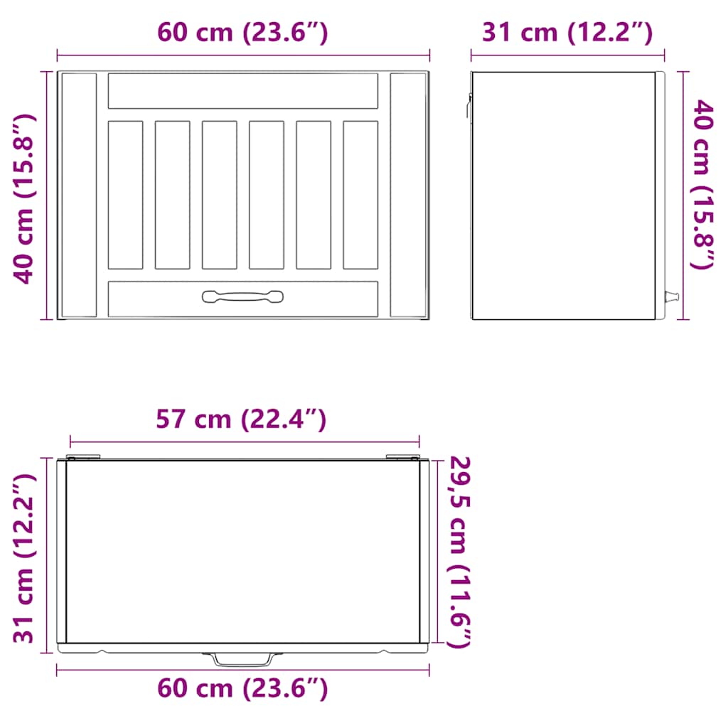 Küchen-Hängeschrank Lucca Braun Eichen-Optik Holzwerkstoff