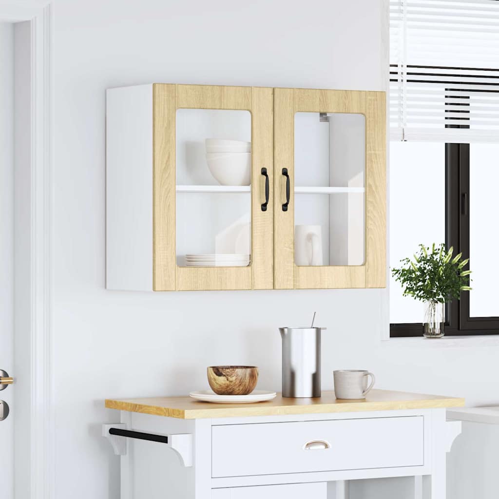 Küchen-Hängeschrank mit Glastür Lucca Sonoma-Eiche Holzwerkstoff