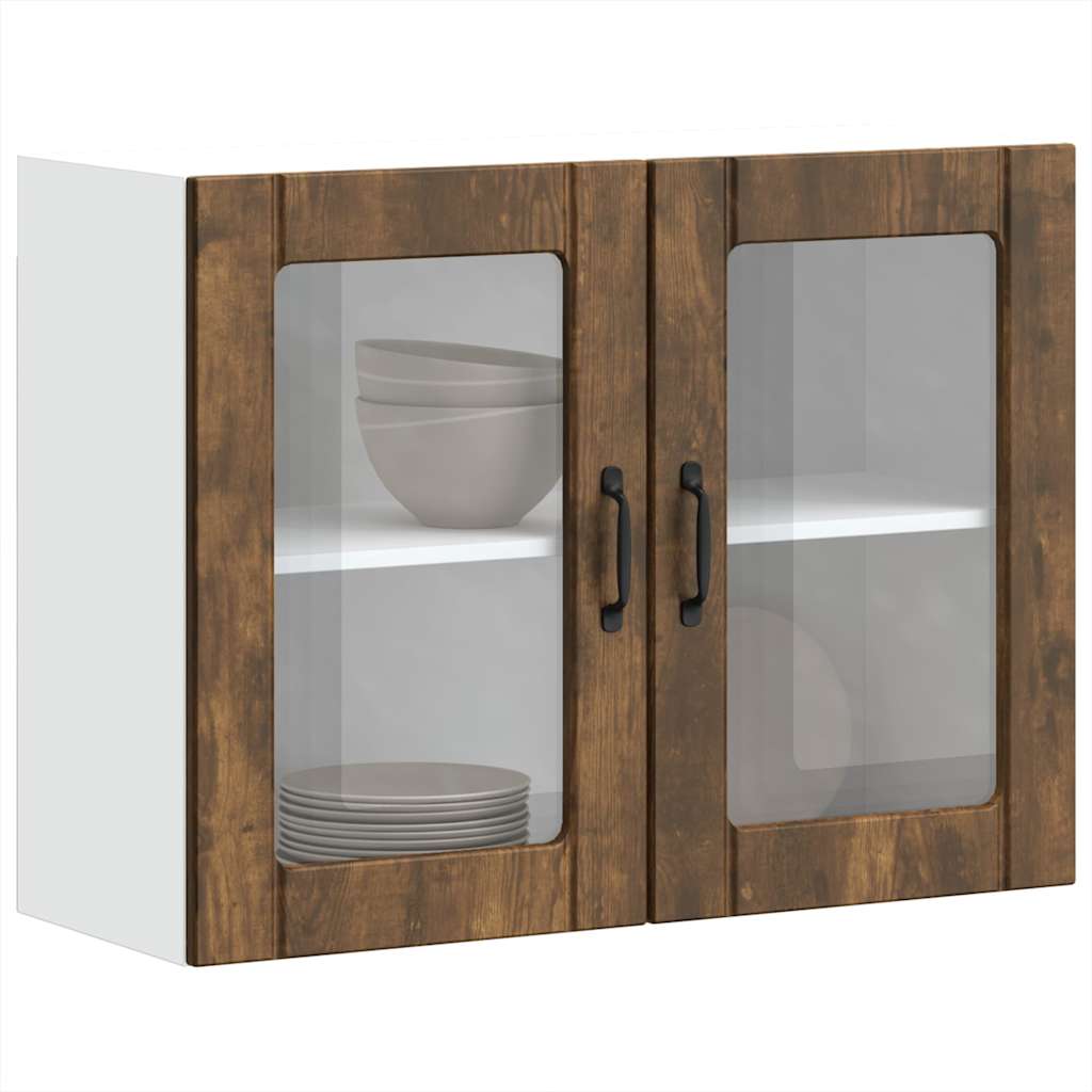 Küchen-Hängeschrank mit Glastür Lucca Räuchereiche Holzwerkstoff