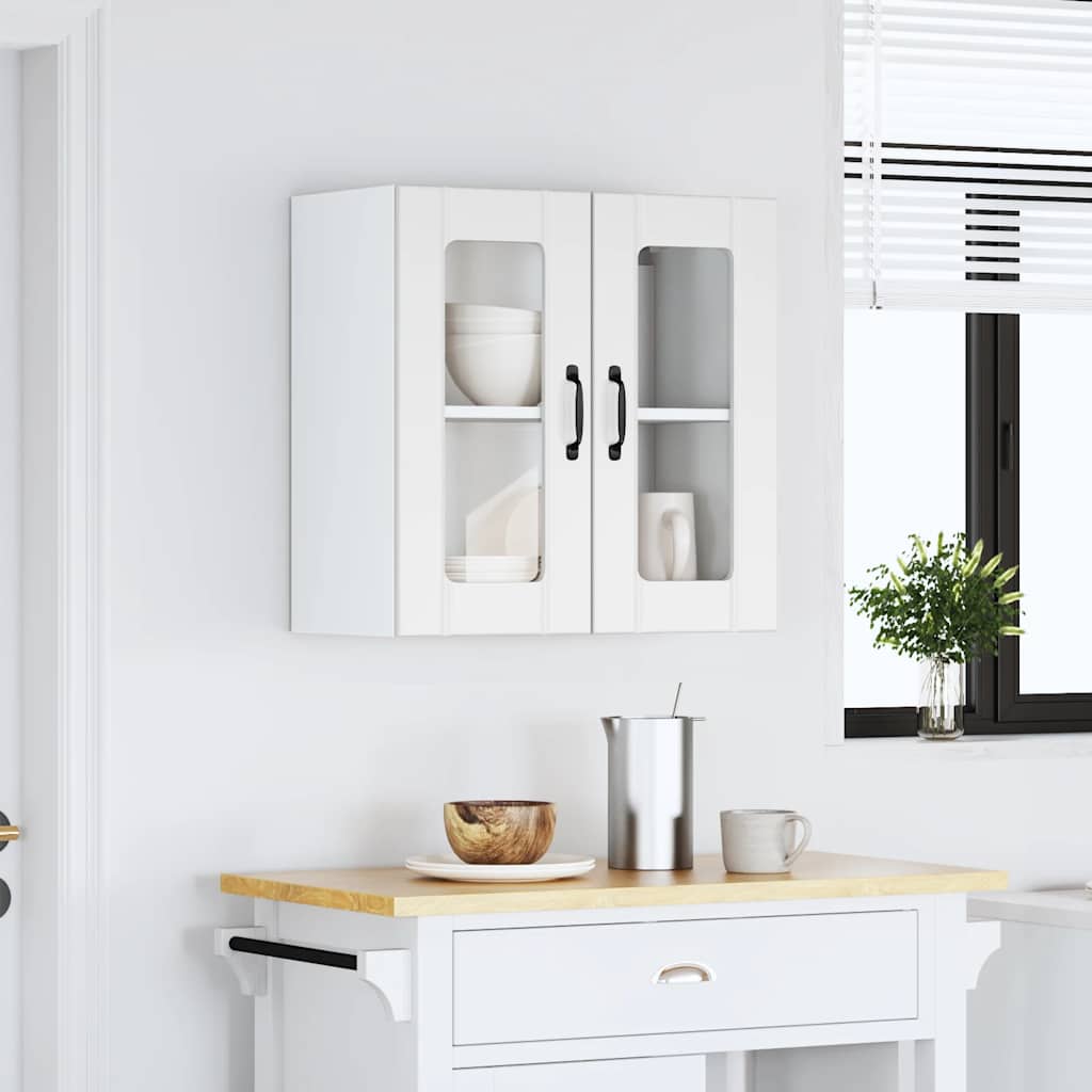 Küchen-Hängeschrank mit Glastür Lucca Weiß Holzwerkstoff