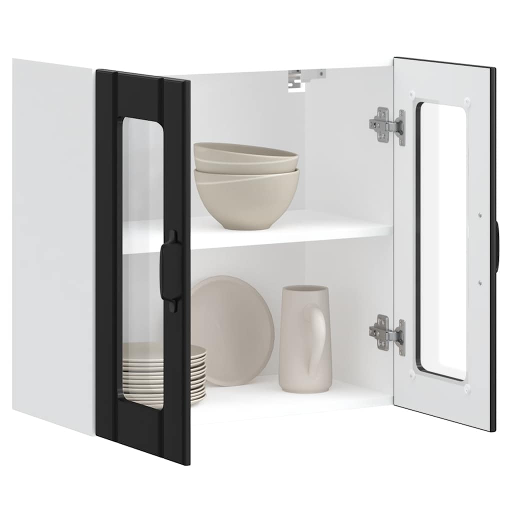 Küchen-Hängeschrank mit Glastür Lucca Schwarz Holzwerkstoff