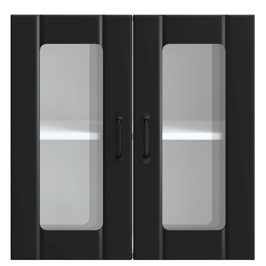 Küchen-Hängeschrank mit Glastür Lucca Schwarz Holzwerkstoff