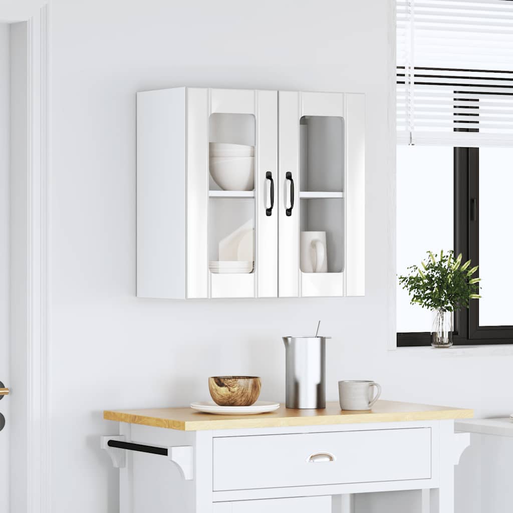 Küchen-Hängeschrank mit Glastür Lucca Hochglanz-Weiß Holzwerkstoff
