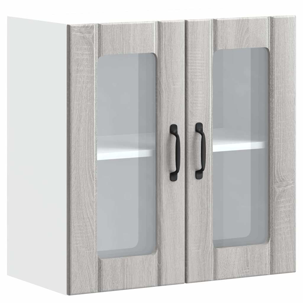 Küchen-Hängeschrank mit Glastür Lucca Grau Sonoma Holzwerkstoff