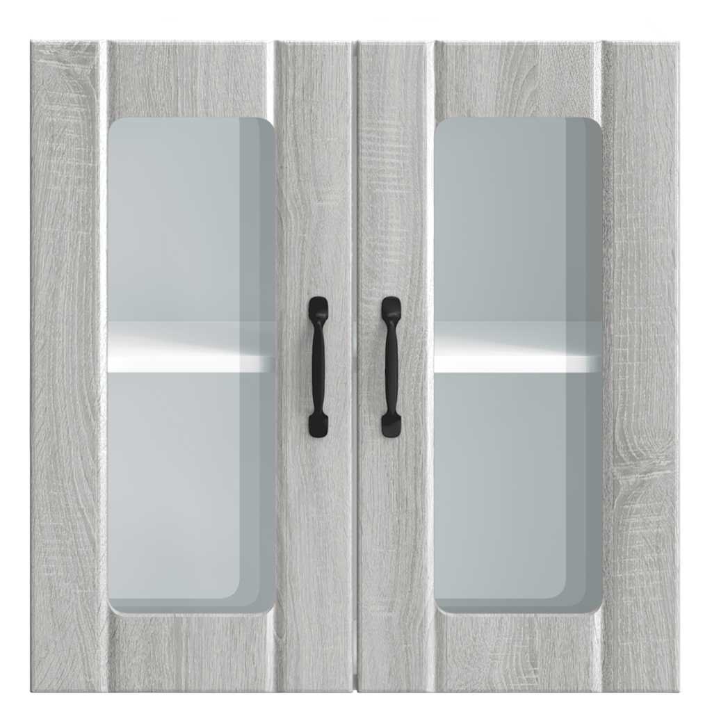 Küchen-Hängeschrank mit Glastür Lucca Grau Sonoma Holzwerkstoff