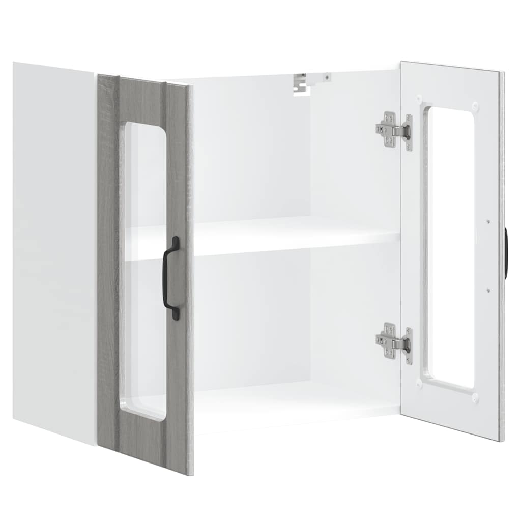 Küchen-Hängeschrank mit Glastür Lucca Grau Sonoma Holzwerkstoff