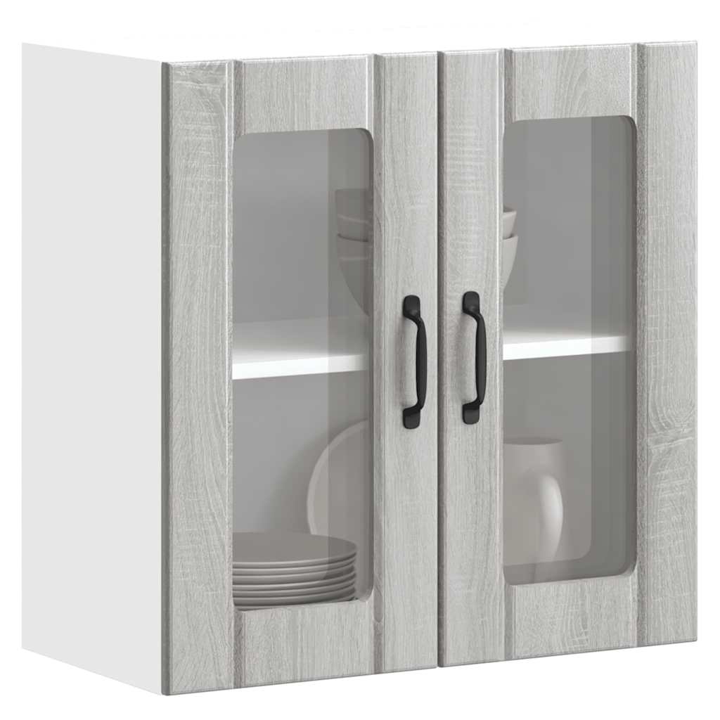 Küchen-Hängeschrank mit Glastür Lucca Grau Sonoma Holzwerkstoff