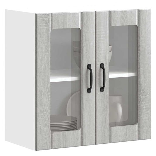 Küchen-Hängeschrank mit Glastür Lucca Grau Sonoma Holzwerkstoff