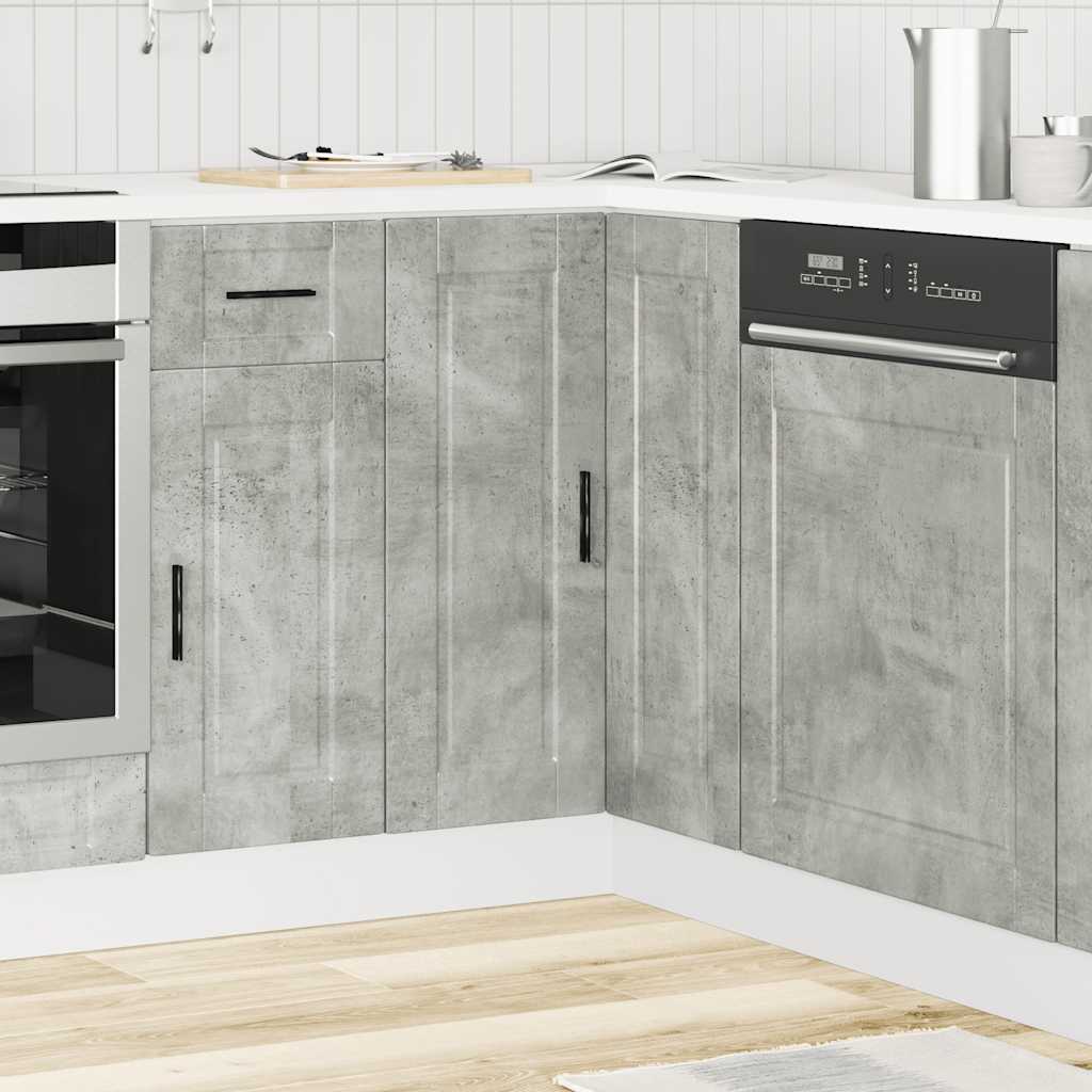 Küchen-Eckunterschrank Porto Betongrau Holzwerkstoff