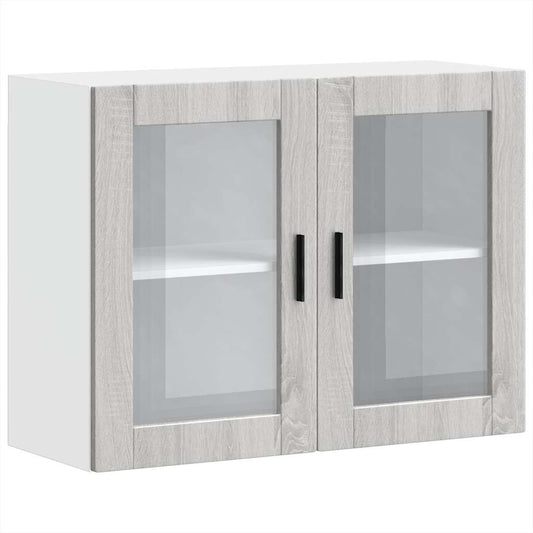 Küchen-Hängeschrank mit Glastür Porto Grau Sonoma