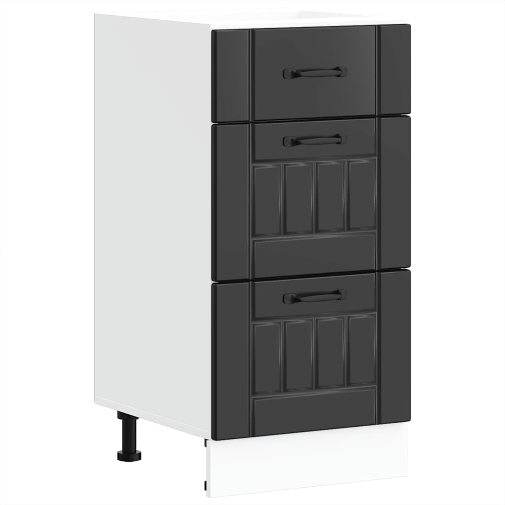 Küchen-Unterschrank Lucca Schwarz Holzwerkstoff