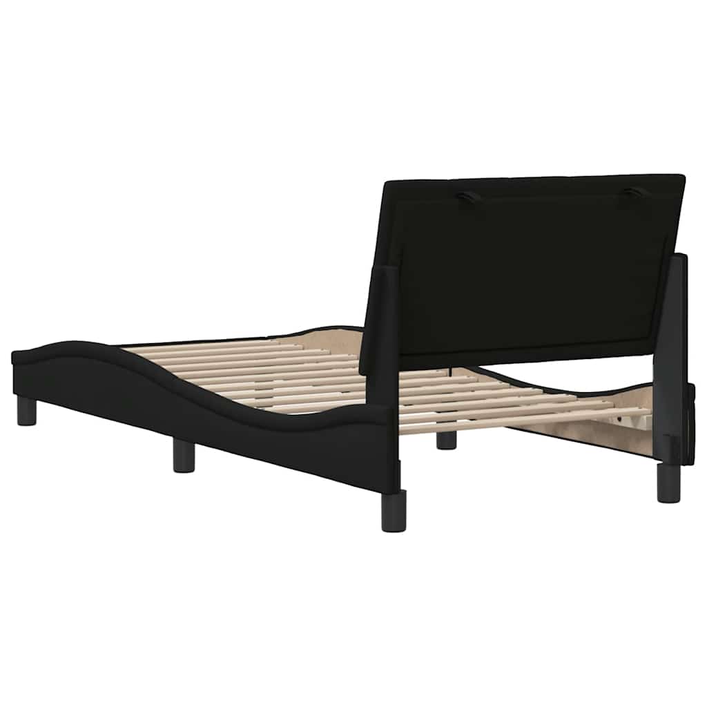 Bettgestell ohne Matratze "Hanko" Schwarz 80x200 cm Stoff