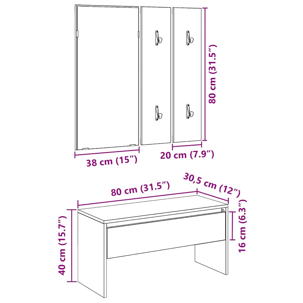 Garderoben-Set Artisan-Eiche Holzwerkstoff