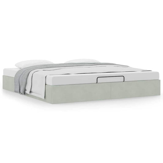 Ottoman-Bett ohne Matratze Hellgrau 180x200 cm Samt